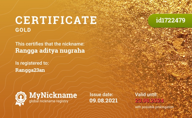 Certificate for nickname Rangga aditya nugraha, registered to: Rangga23an